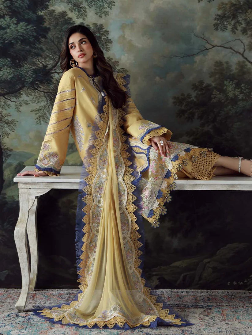 JADE - 3PC LAWN HEAVY EMBROIDERED SHIRT WITH CHIFFON EMBROIERED DUPATTA AND TROUSER-ADR-3802