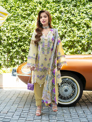 JADE-3PC LAWN CHIKANKARI EMBROIDERED SHIRT WITH CHIFOON PRINTED DUPATTA AND TROUSER-ADR-4776