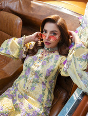 JADE-3PC LAWN CHIKANKARI EMBROIDERED SHIRT WITH CHIFOON PRINTED DUPATTA AND TROUSER-ADR-4776