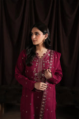 BATIK-3PC DHANAK EMBROIDERED SHIRT WITH DHANAK EMBROIDERED SHAWL AND TROUSER-BIC-4403