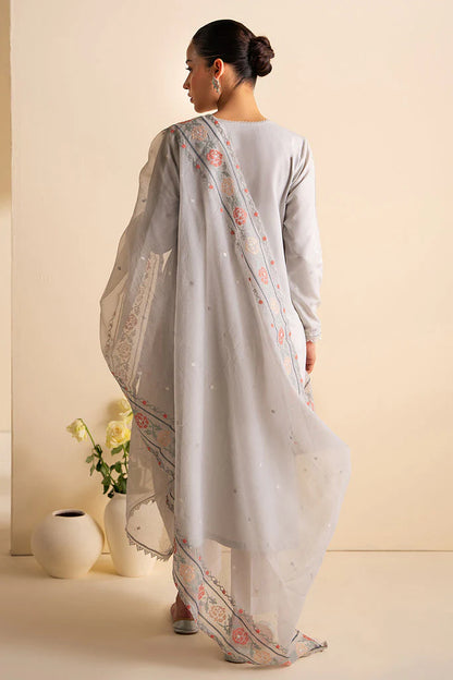 CROSS STITCH-3PC DHANAK EMBROIDERED SHIRT WITH ORGANZA EMBROIDRED DUPATTA AND TROUSER-ADR-3205