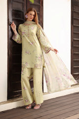 IZNIK-3PC LAWN PRINTED EMB SHIRT WITH SILK PRINTED DUPATTA AND TROUSER-ADR-041