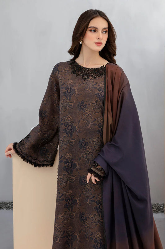 BAROQUE-3PC KHADDAR PRINTED EMB SHIRT WITH KHADDAR PRINT DUPATTA AND PRINT TROUSER-ADR-2603