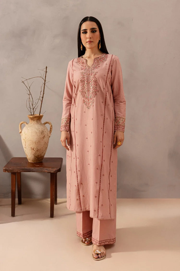 BATIK-2PIECE DHANAK EMBROIDERED SHIRT WITH DHANAK EMB TROUSER-ADR-15017