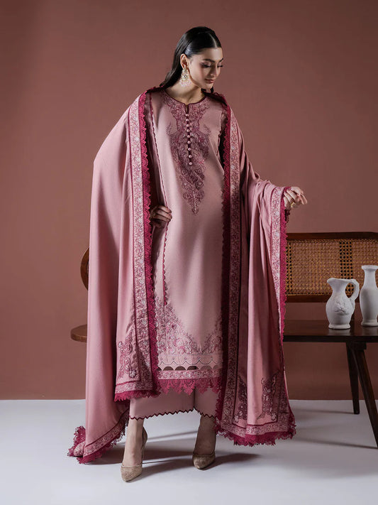 ASIM JOFA-3PC DHANAK EMBROIDERED SHIRT WITH DHANAK EMBROIDERED SHAWL & TROUSER-ADR-4186