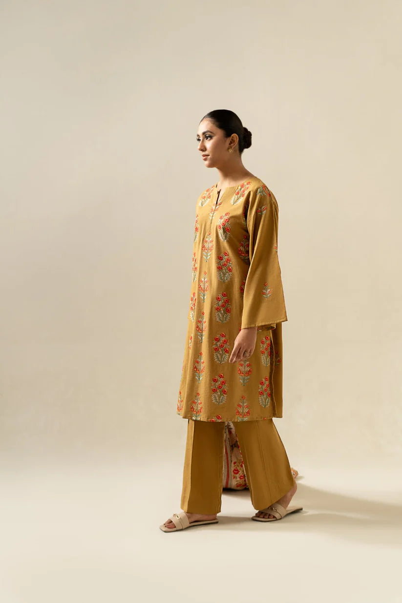 Sapphire- 3PC Dhanak Embroidered Shirt With Dhanak Twil Print Wool Shawl & Trouser-ADR-3355