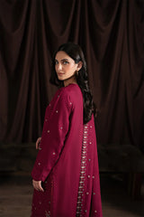 BATIK-3PC DHANAK EMBROIDERED SHIRT WITH DHANAK EMBROIDERED SHAWL AND TROUSER-BIC-4403