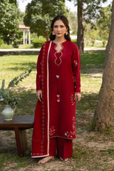 MANNAT-3PC DHANAK EMBROIDERED SHIRT WITH CHIFFON EMBROIDERED DUPATTA AND TROUSER-ADR-5248