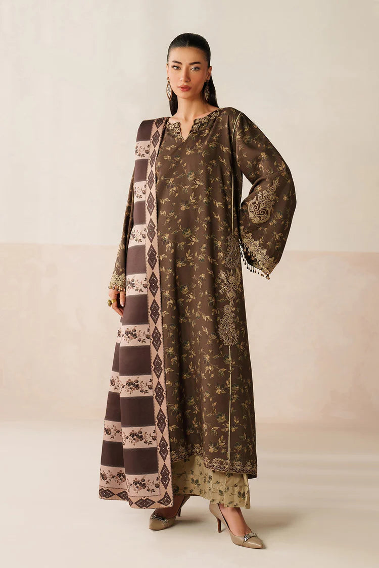 BAROQUE-3PC KHADDAR PRINTED SHIRT WITH KHADDAR PRINTED DUPATTA AND PRINT TROUSER-ADR-2663