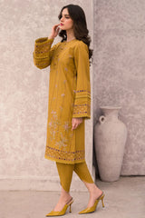JAZMIN-3PC DHANAK EMBROIDERED SHIRT WITH COUTRAI WOOL PRINTED SHAWL & TROUSER-ADR-4028