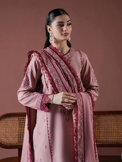 ASIM JOFA-3PC DHANAK EMBROIDERED SHIRT WITH DHANAK EMBROIDERED SHAWL & TROUSER-ADR-4186