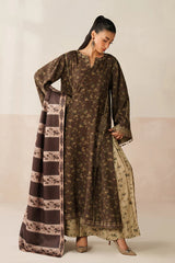 BAROQUE-3PC KHADDAR PRINTED SHIRT WITH KHADDAR PRINTED DUPATTA AND PRINT TROUSER-ADR-2663