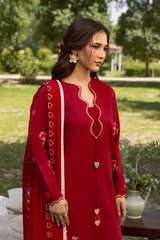 MANNAT-3PC DHANAK EMBROIDERED SHIRT WITH CHIFFON EMBROIDERED DUPATTA AND TROUSER-ADR-5248