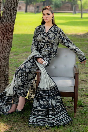 BAROUQUE- 3PC KARANDI PRINTED SHIRT WITH KARANDI PRINTED DUAPTTA AND TROUSER -ADR-1051-A