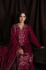 BATIK-3PC DHANAK EMBROIDERED SHIRT WITH DHANAK EMBROIDERED SHAWL AND TROUSER-BIC-4403