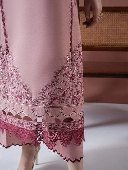 ASIM JOFA-3PC DHANAK EMBROIDERED SHIRT WITH DHANAK EMBROIDERED SHAWL & TROUSER-ADR-4186