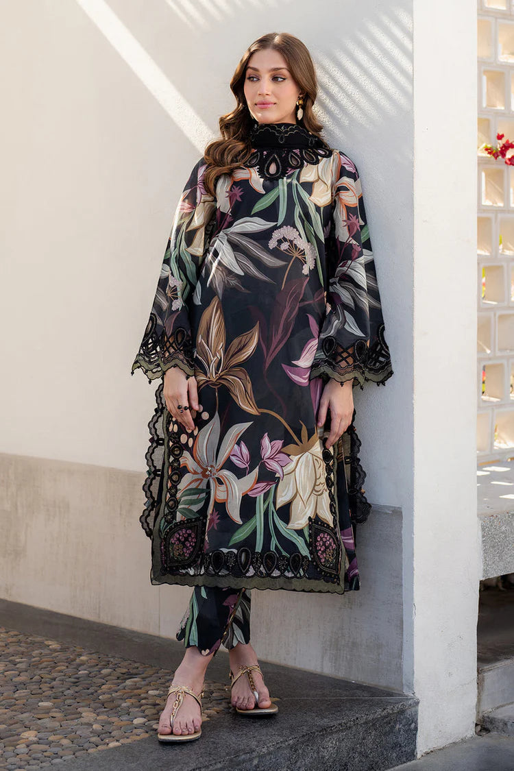 BAROQUE-3PC KHADDAR PRINTED EMB SHIRT WITH KHADDAR PRINTED EMB DUPATTA AND PRINTED TROUSER-ADR-2624