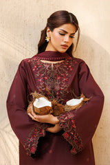 IZNIK-3PC LAWN EMBROIDERED SHIRT WITH SILK PRINTED DUPATTA AND PRINTED TROUSER-ADR-057