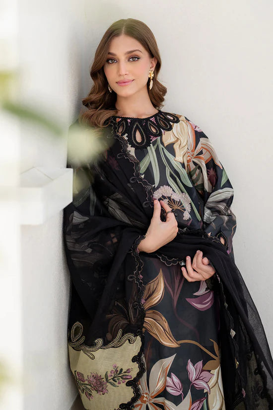 BAROQUE-3PC KHADDAR PRINTED EMB SHIRT WITH KHADDAR PRINTED EMB DUPATTA AND PRINTED TROUSER-ADR-2624