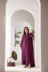 SOBIA NAZIR - 3PC DHANAK EMBROIDERED SHIRT WITH DHANAK EMBROIDERED SHAWL AND TROUSE-ADR-4002
