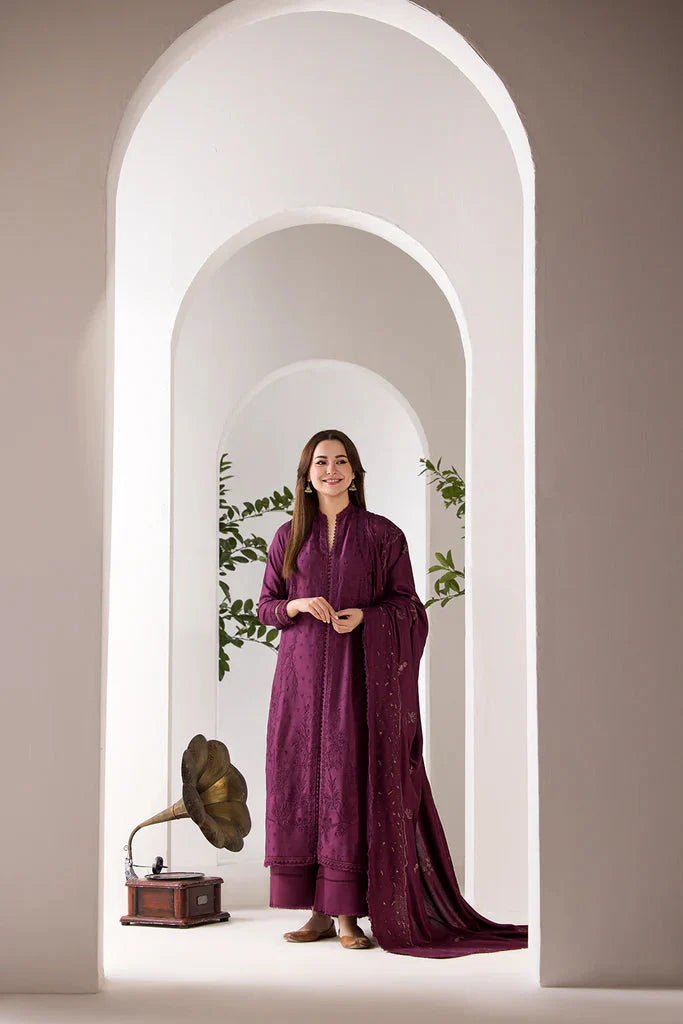 SOBIA NAZIR - 3PC DHANAK EMBROIDERED SHIRT WITH DHANAK EMBROIDERED SHAWL AND TROUSE-ADR-4002