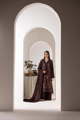 SOBIA NAZIR - 3PC DHANAK EMBROIDERED SHIRT WITH DHANAK EMBROIDERED SHAWL AND TROUSER-ADR-3424