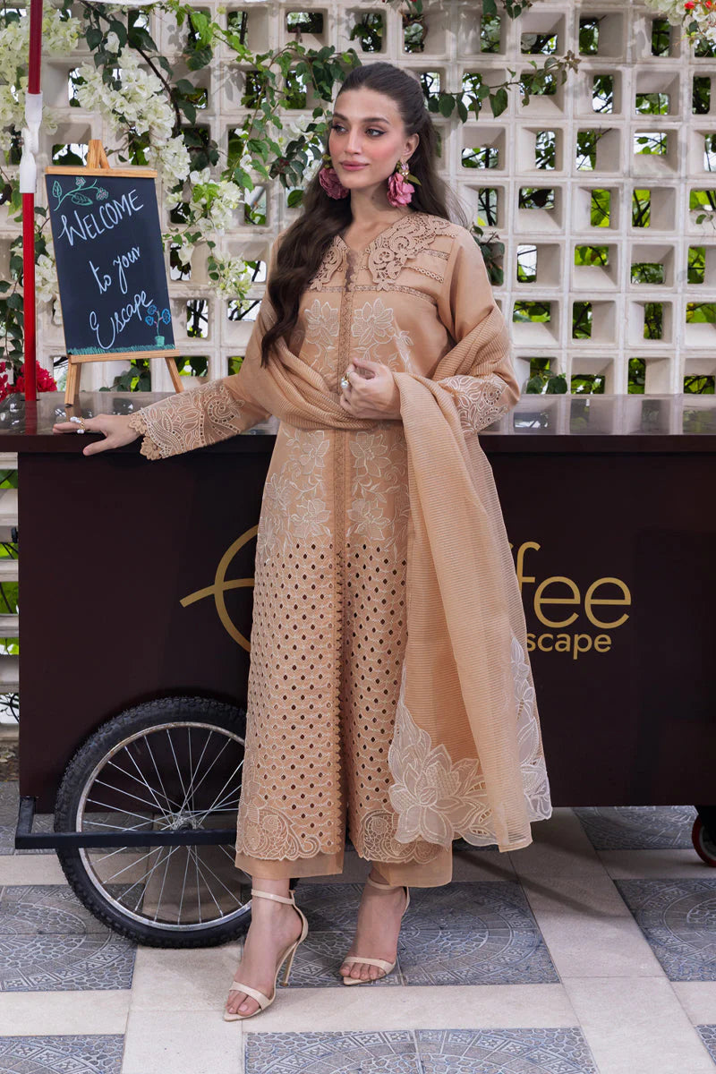 RANG RASIYA-3PC LAWN EMBROIDERED SHIRT WITH KHAADI NET EMBROIDRERD DUPATTA & TROUSER-ADR-3784