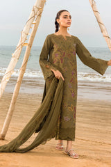 RANG RASIYA-3PC LAWN EMBROIDERED SHIRT WITH KHADDI NET EMBROIDERED DUPATTA & TROUSER-ADR-4514