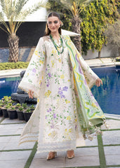 CRIMSON-3PC LAWN DIGITAL PRINTED CHIKANKARI EMB SHIRT WITH SILK PRINTED DUPATTA AND PRINTED TROUSER-ADR-025