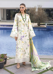 CRIMSON-3PC LAWN DIGITAL PRINTED CHIKANKARI EMB SHIRT WITH SILK PRINTED DUPATTA AND PRINTED TROUSER-ADR-025