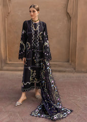 CRIMSON-3PC DHANAK EMBROIDERED SHIRT WITH WOOL PRINTED EMB SHAWL AND TROUSER-ADR-5148