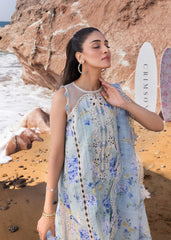 CRIMSON-3PC LAWN PRINTED EMB SHIRT WITH SILK PRINTED EMB DUPATTA AND TROUSER-ADR-026