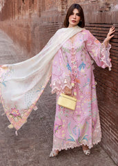 CRIMSON-3PC LAWN PRINTED EMB SHIRT WITH SILK PRINTED EMB DUPATTA AND TROUSER-ADR-064