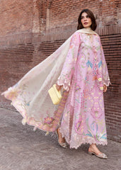 CRIMSON-3PC LAWN PRINTED EMB SHIRT WITH SILK PRINTED EMB DUPATTA AND TROUSER-ADR-064