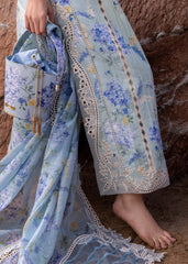 CRIMSON-3PC LAWN PRINTED EMB SHIRT WITH SILK PRINTED EMB DUPATTA AND TROUSER-ADR-026
