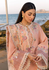 CRIMSON-3PC LAWN CHIKAANKARI EMBROIDERED SHIRT WITH CHIFOON PRINTED EMB DUPATTA AND EMB TROUSER-ADR-4705