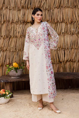 BATIK-3PC DHANAK EMBROIDERED SHIRT WITH WOOL PRINTED SHAWL AND EMB TROUSER -ADR-5040
