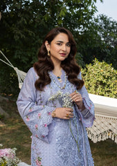 ELAF-3PC DHANAK EMBROIDERED SHIRT WITH DHANAK EMBROIDERED SHAWL AND TROUSER-ADR-5218