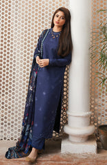 SERAN-3PC DHANAK EMBROIDERED SHIRT WITH COURTRAI WOOL PRINTED SHAWL & TROUSER-ADR-4020