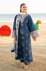 SERAN-3PC LAWN EMBROIDERED SHIRT WITH CHIFFON PRINT DUPATTA AND EMB TROUSER-ADR-4845