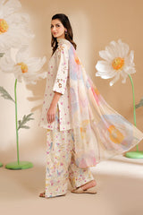 IZNIK-3PC LAWN PRINTED EMB SHIRT WITH SILK PRINTED DUPATTA AND PRINTED TROUSER-ADR-052
