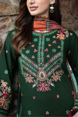 SAPPHIRE-3PC KHADDAR EMBROIDERED SHIRT WITH COURTRAI PRINTED SHAWL AND TROUSER-ADR-4419