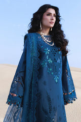 NUREH-3PC LAWN LASERWORK EMBROIDERED SHIRT WITH CHIFFON PRINTED EMB DUPATTA AND TROUSER-ADR-4784