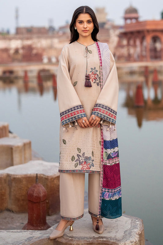 JAZMIN-3PC LAWN EMBROIDERED SHIRT WITH MONARK PRINTED DUPATTA AND TROUSER-ADR-3631