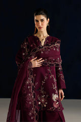 IZNIK-3PC LAWN EMBROIDERED SHIRT WITH ORGANZA EMBROIDERED DUPATTA AND TROUSER-ADR-4844