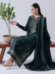 ASIM JOFA-3PC DHANAK EMBROIDERED SHIRT WITH DHANAK EMB SHAWL AND TROUSER-ADR-4165