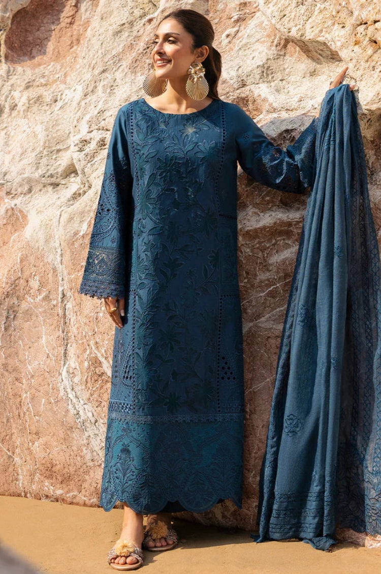 RANG RASIYA-3PC LAWN LASER WORK EMBROIDERED SHIRT WITH KHAADI NET EMBROIDERED DUPATTA AND TROUSER -ADR-4741