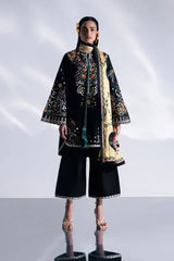 HUSSAIN REHAR-3PC DHANAK EMBROIDERED SHIRT WITH COUTRAI PRINTED SHAWL AND TROUSER-ADR-5237