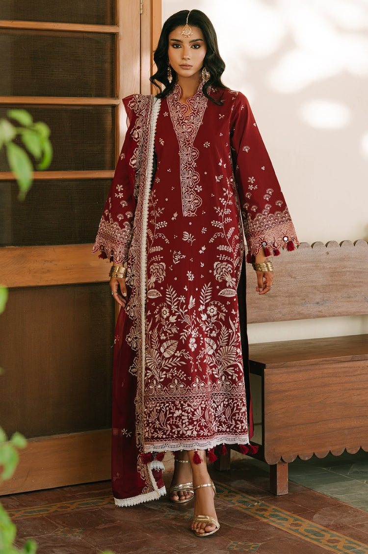 MAHNUR-3PIECE LAWN EMBROIDERED SHIRT WITH KHADDI NET EMB DUPATTA AND TROUSER-ADR-4700
