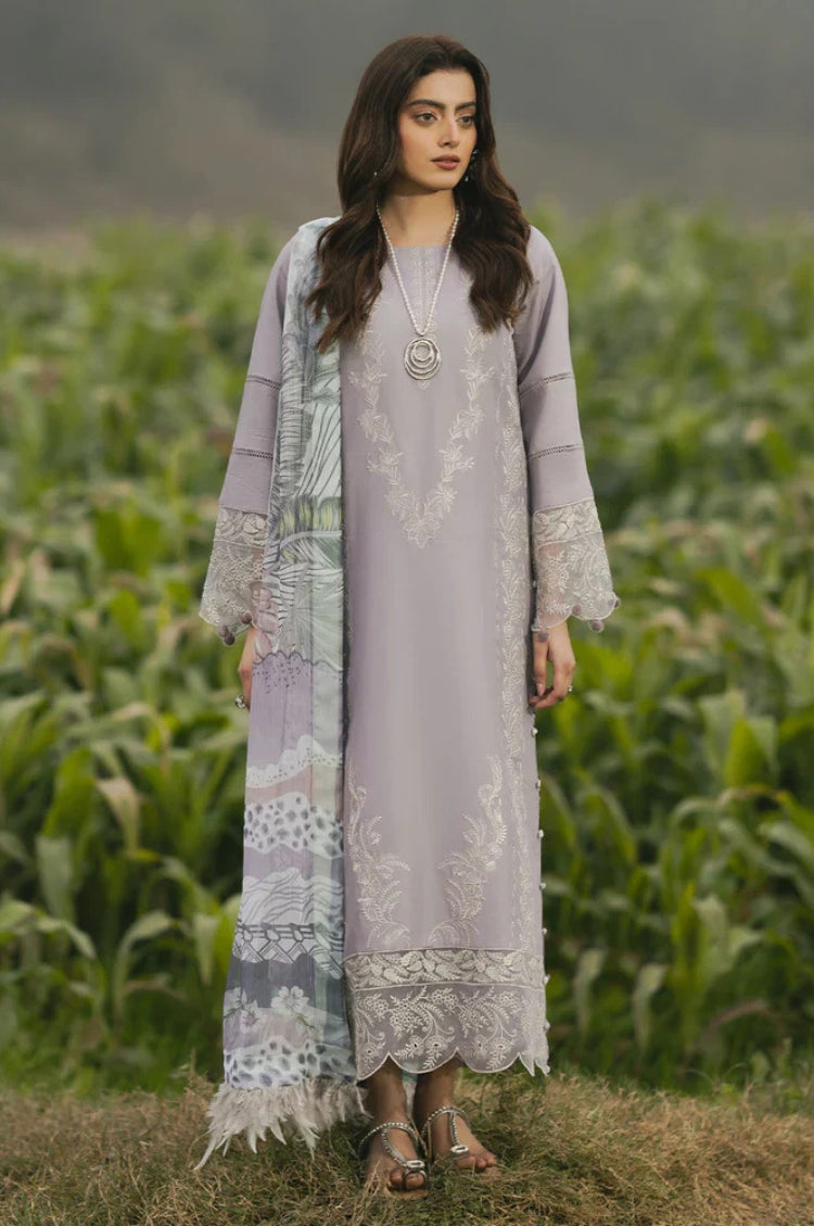 IZEL-3PC LAWN EMBROIDERED SHIRT WITH CHIFFON PRINTED DUPATTA AND TROUSER-ADR-4562
